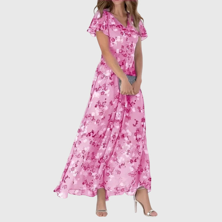 Damska Elegancka Sukienka w Kwiatowy Wzór | Maxi