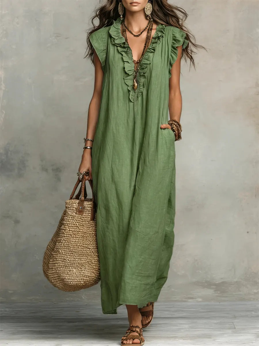 Damska Sukienka Boho z Falbanami | Maxi