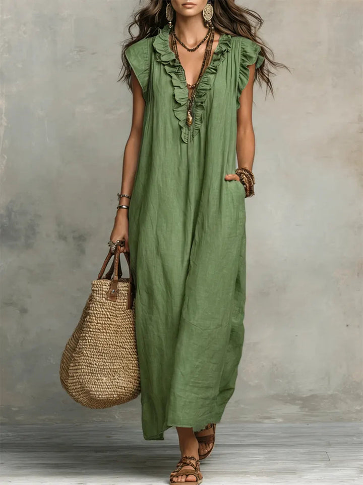 Damska Sukienka Boho z Falbanami | Maxi