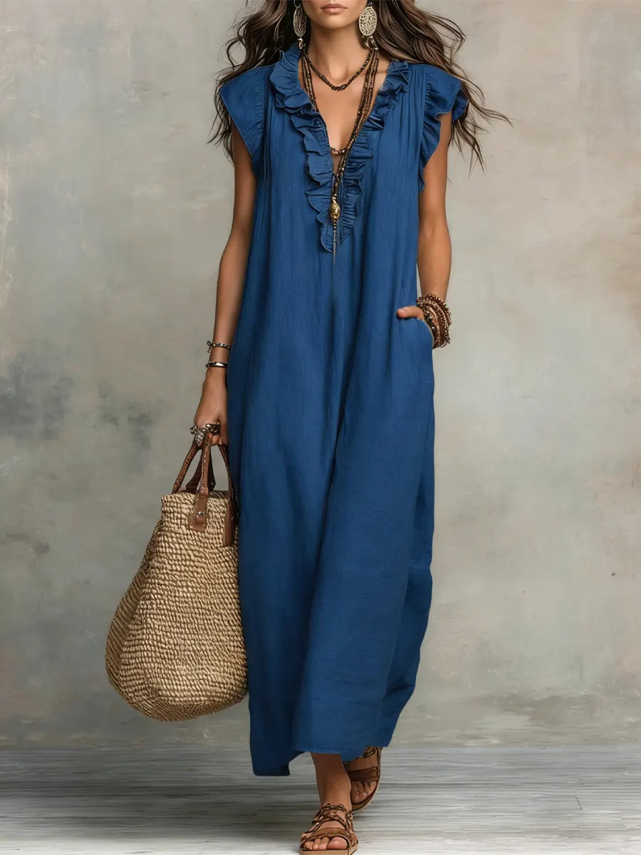 Damska Sukienka Boho z Falbanami | Maxi