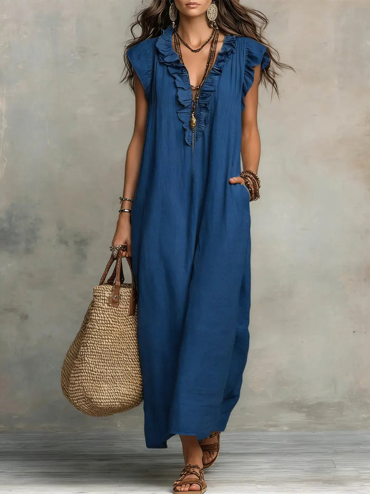 Damska Sukienka Boho z Falbanami | Maxi
