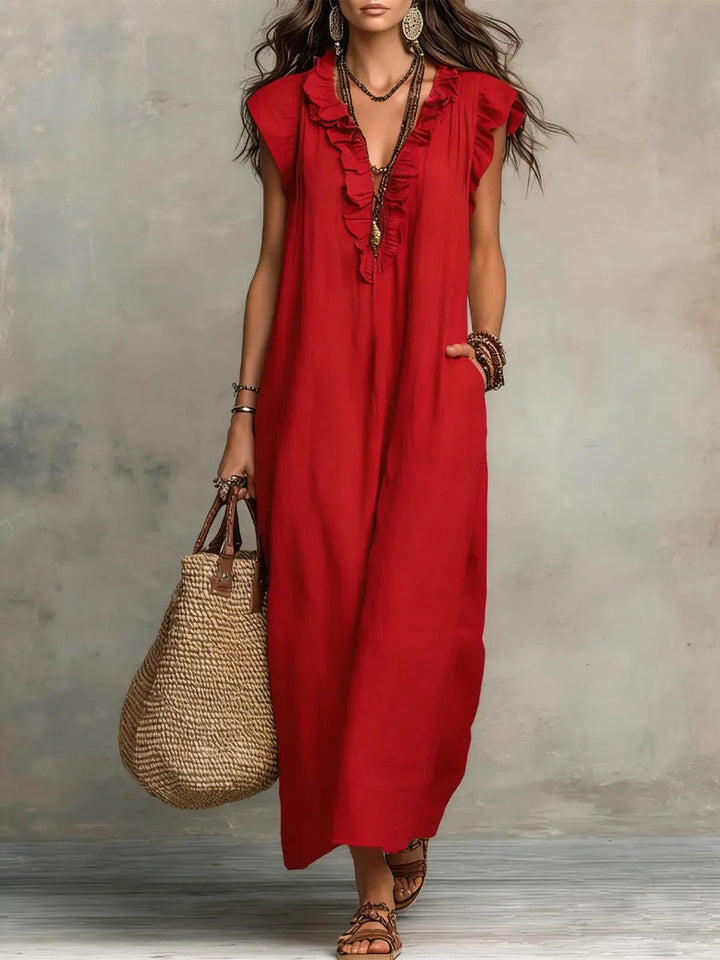 Damska Sukienka Boho z Falbanami | Maxi
