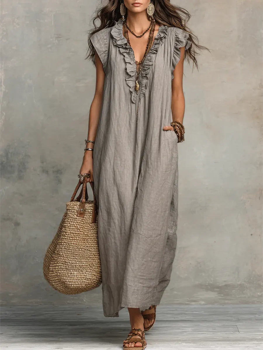 Damska Sukienka Boho z Falbanami | Maxi
