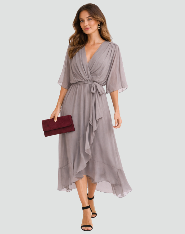 Damska Elegancka Sukienka Kopertowa | Midi