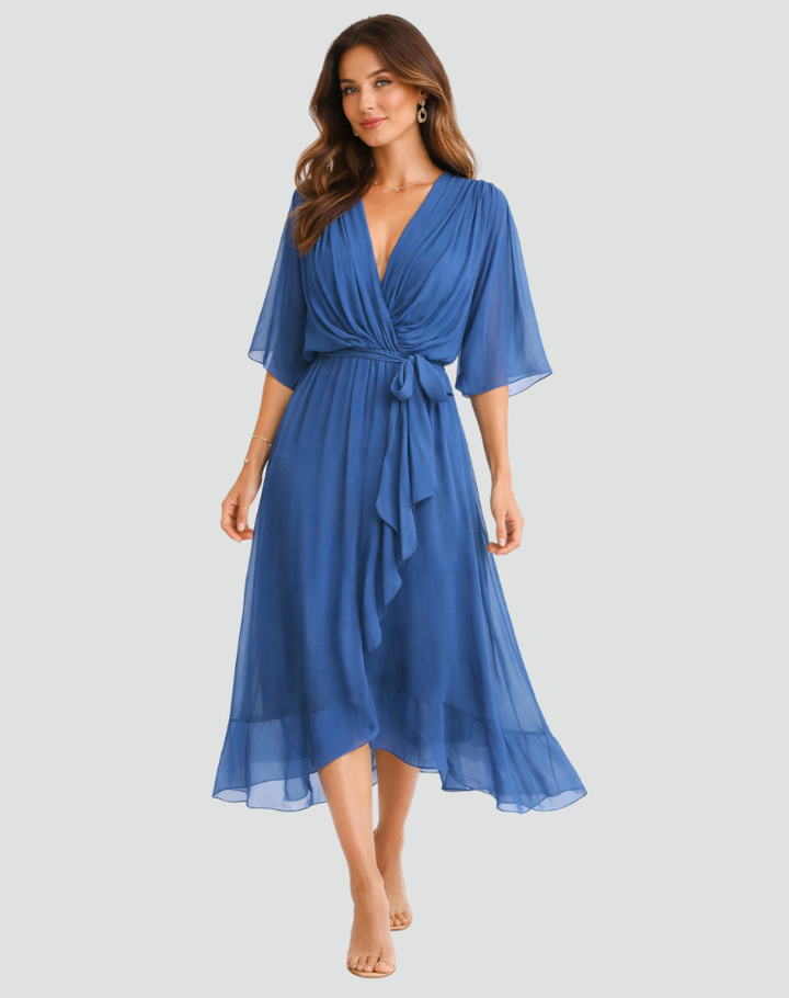 Damska Elegancka Sukienka Kopertowa | Midi