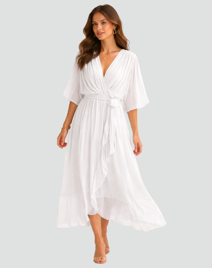 Damska Elegancka Sukienka Kopertowa | Midi