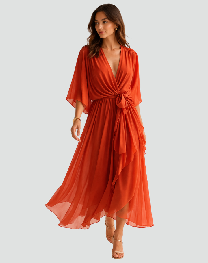 Damska Elegancka Sukienka Kopertowa | Midi