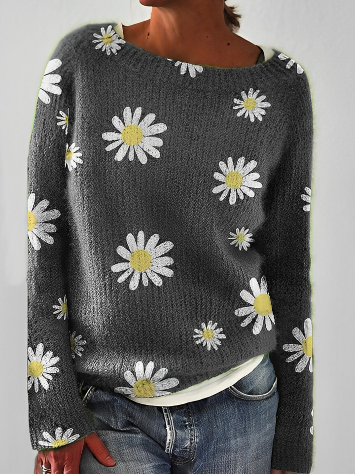 Damski Sweter Oversize Prążkowany z Dzianiny | Zimowy
