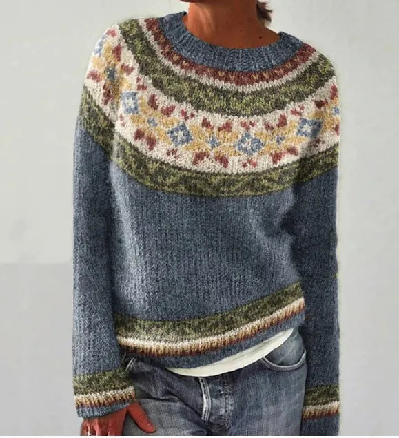 Damski Sweter Wzorzysty z Dzianiny | Zimowy