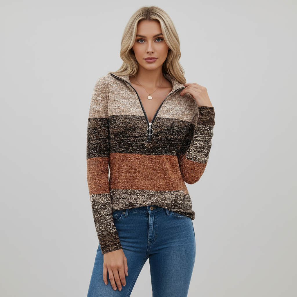 Damski Sweter z Zamkiem w Print | Jesień