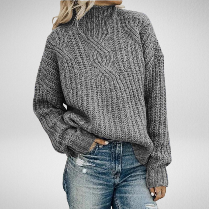 Damski Sweter Golf Zimowa z Dzianiny | Oversize