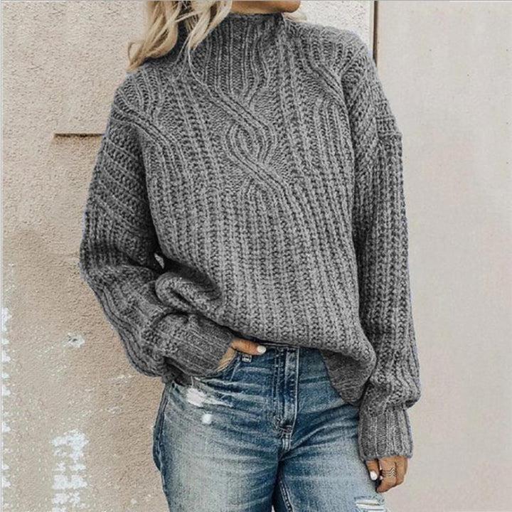 Damski Sweter Golf Zimowa z Dzianiny | Oversize