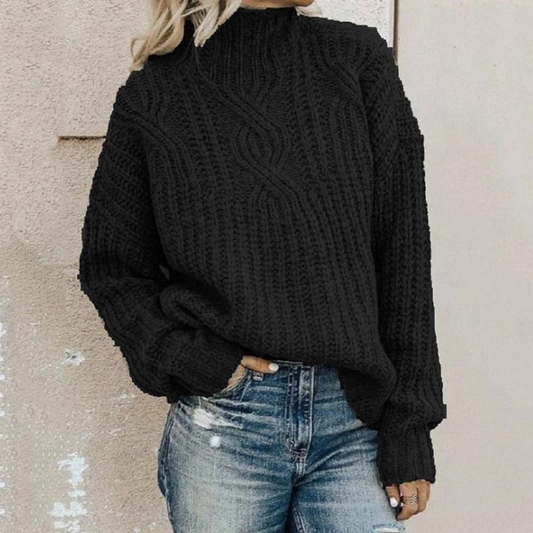 Damski Sweter Golf Zimowa z Dzianiny | Oversize