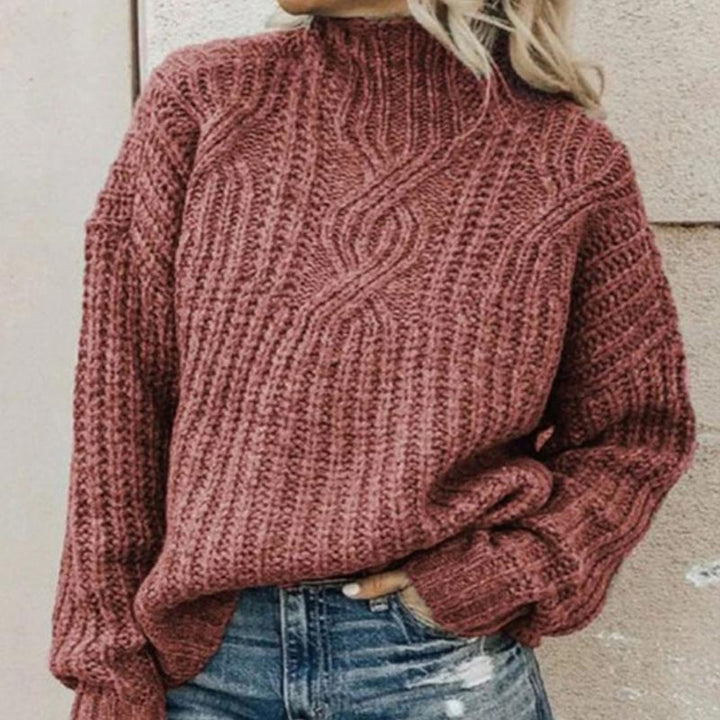 Damski Sweter Golf Zimowa z Dzianiny | Oversize