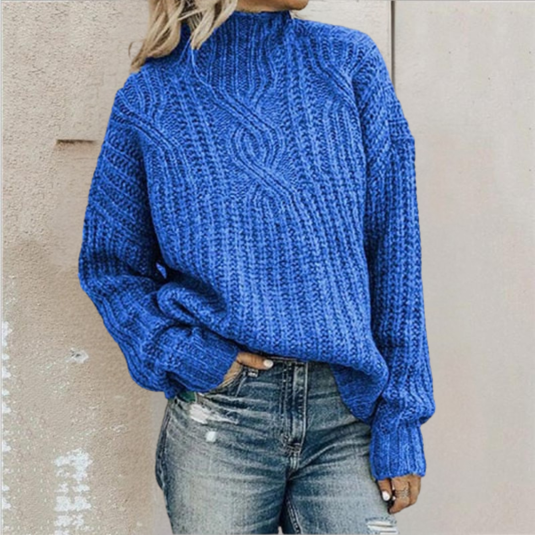 Damski Sweter Golf Zimowa z Dzianiny | Oversize