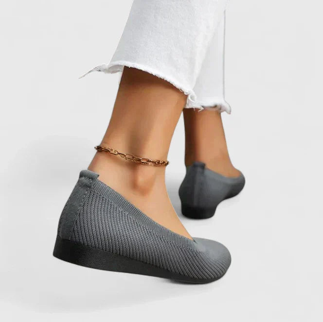 Damskie Płaskie Buty z Okrągłym Noskiem | Wsuwane