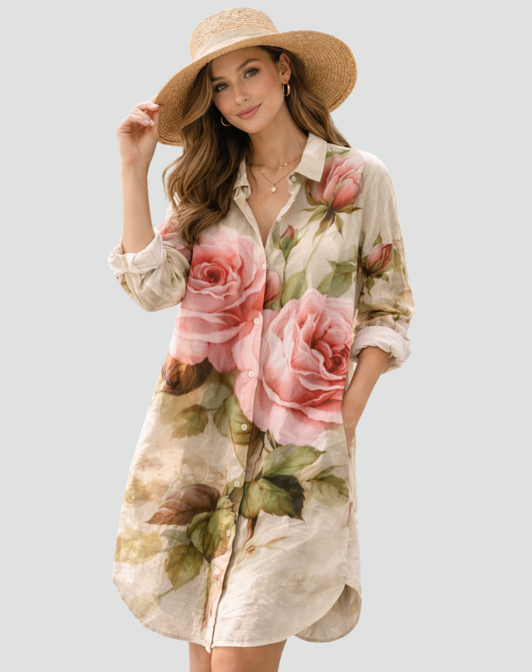 Damska Oversize Sukienka Koszulowa | Midi