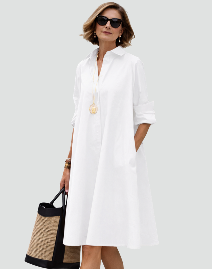 Damska Elegancka Sukienka Koszulowa | Midi