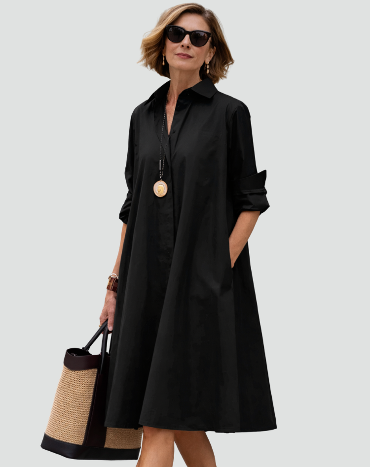 Damska Elegancka Sukienka Koszulowa | Midi