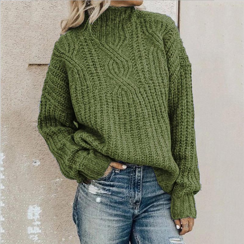 Damski Sweter Oversize Golf z Dzianiny | Zimowy