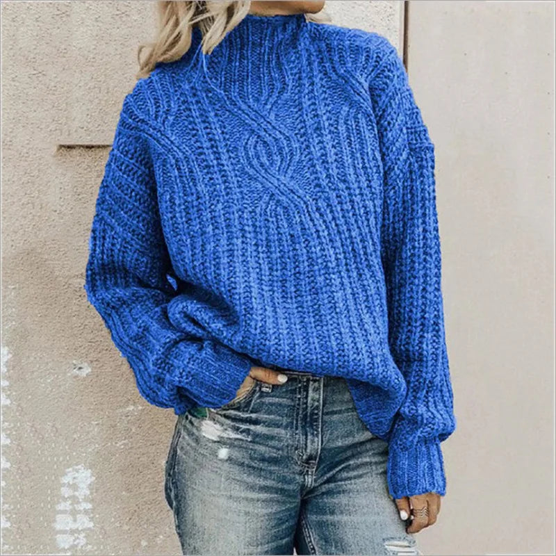 Damski Sweter Oversize Golf z Dzianiny | Zimowy