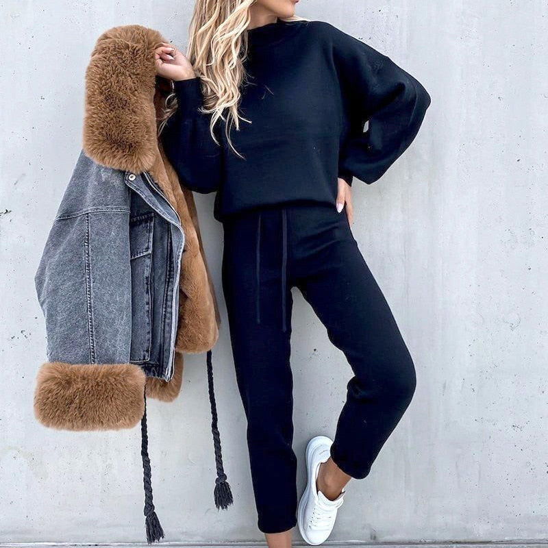 Damski Komplet Sweter z Dzianiny | Zimowa