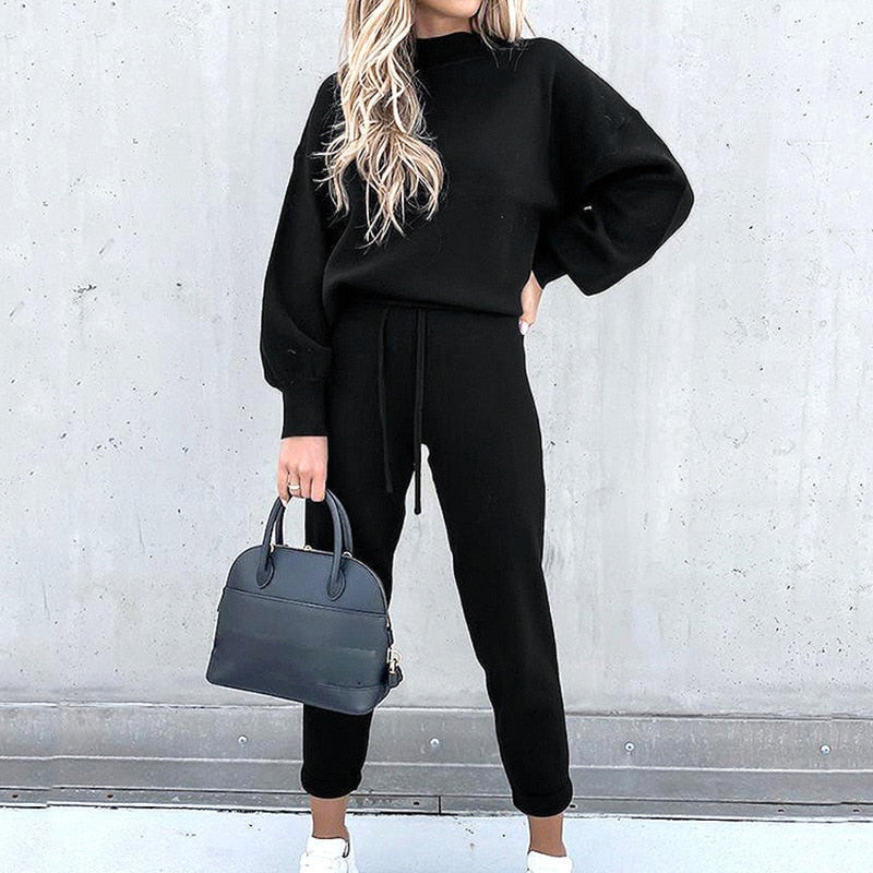 Damski Komplet Sweter z Dzianiny | Zimowa