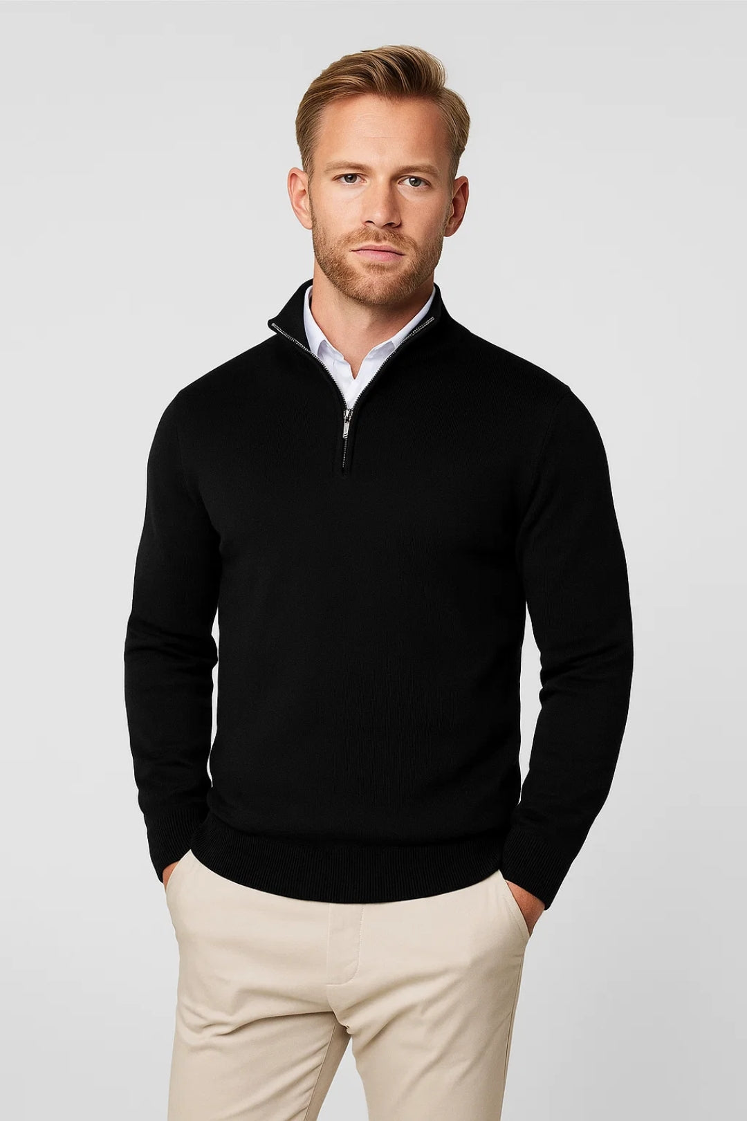 Męski Sweter Golf z Zamkiem | Zimowy