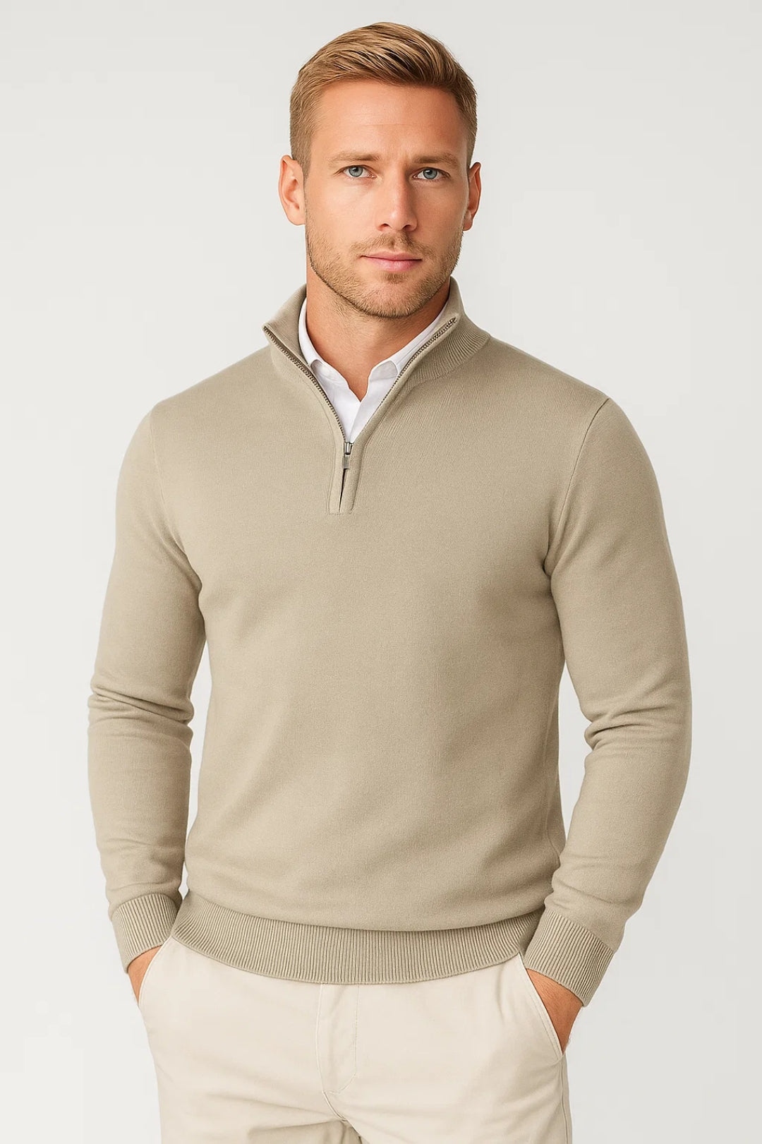 Męski Sweter Golf z Zamkiem | Zimowy