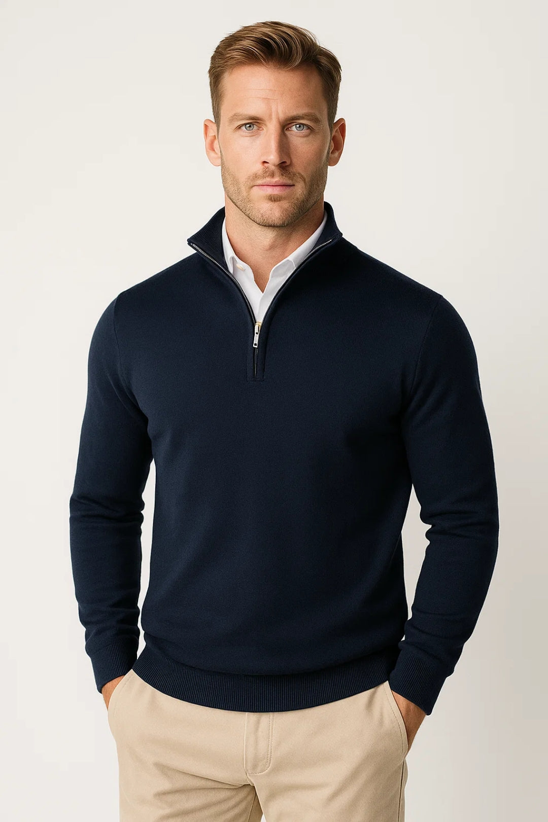 Męski Sweter Golf z Zamkiem | Zimowy