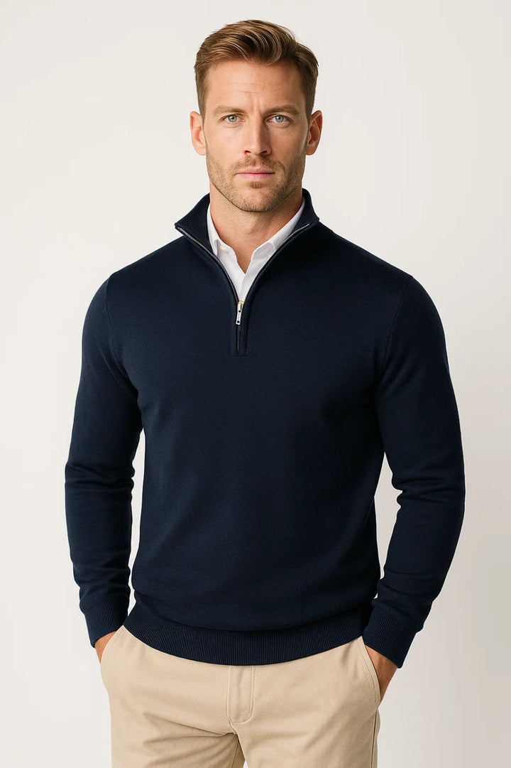 Męski Sweter Golf z Zamkiem | Zimowy