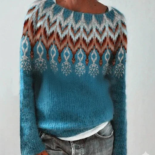 Damski Sweter Oversize Norweski Ciepły | Dzianiny