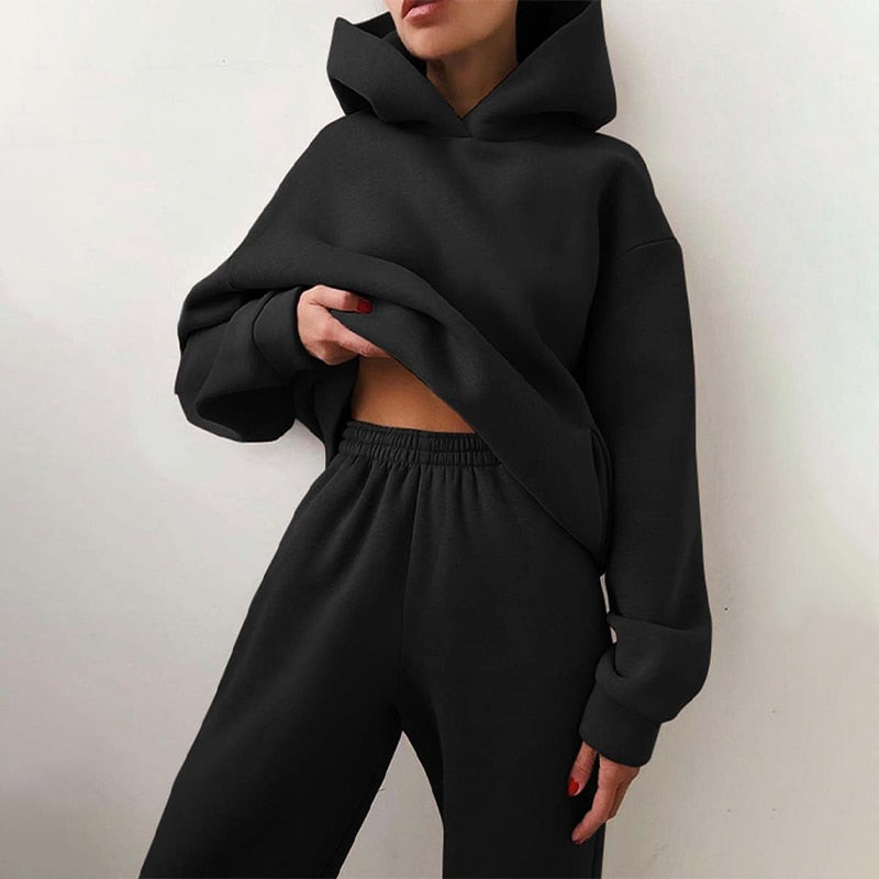 Damski Dres Oversize Prążkowany | z Kapturem
