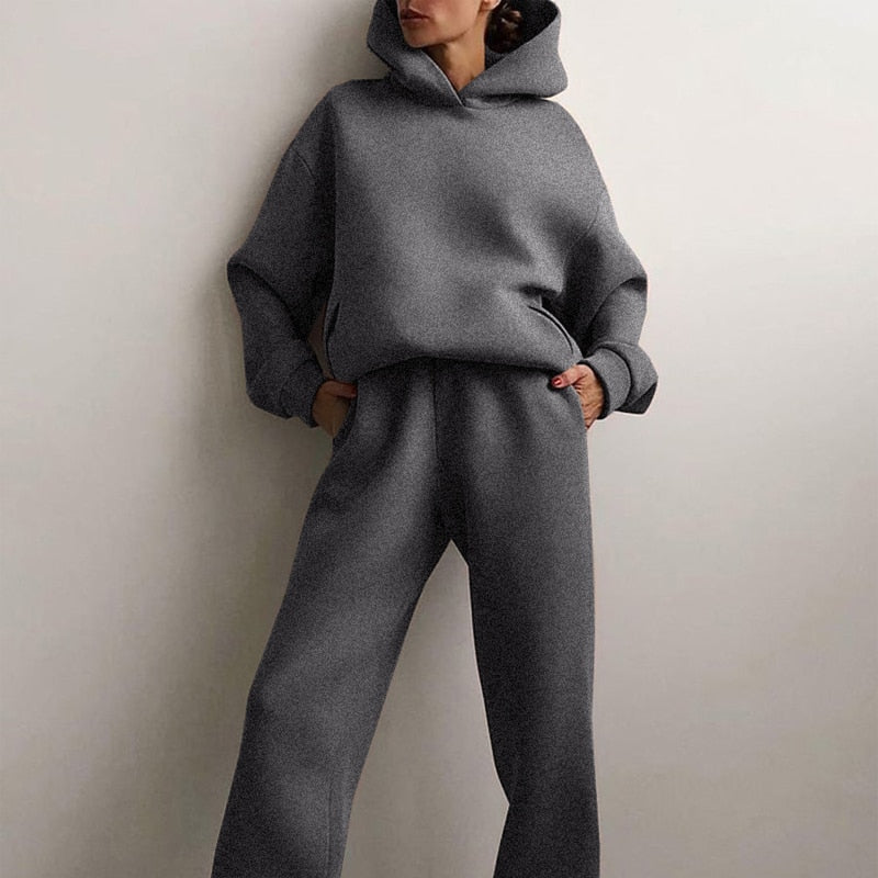 Damski Dres Oversize Prążkowany | z Kapturem