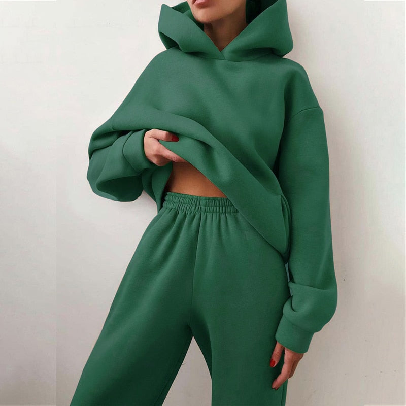 Damski Dres Oversize Prążkowany | z Kapturem