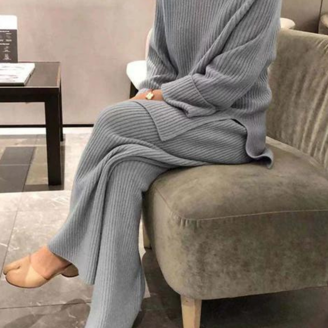 Damski Komplet Prążkowany z Dzianiny | Oversize