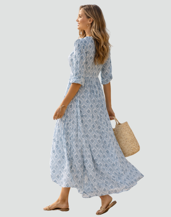 Damska Sukienka Vintage z Nadrukiem | Maxi