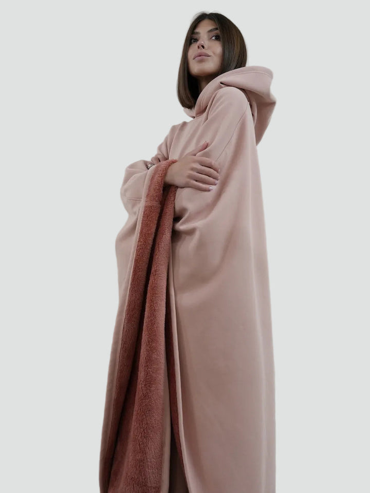 Damskie Poncho Koc Zimowa | z Kapturem