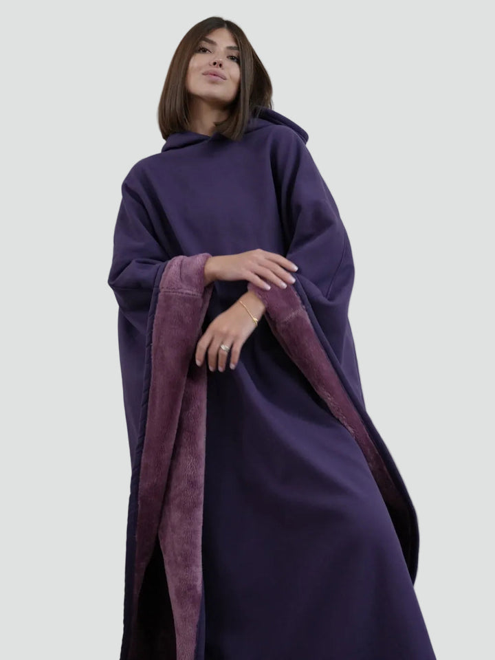 Damskie Poncho Koc Zimowa | z Kapturem