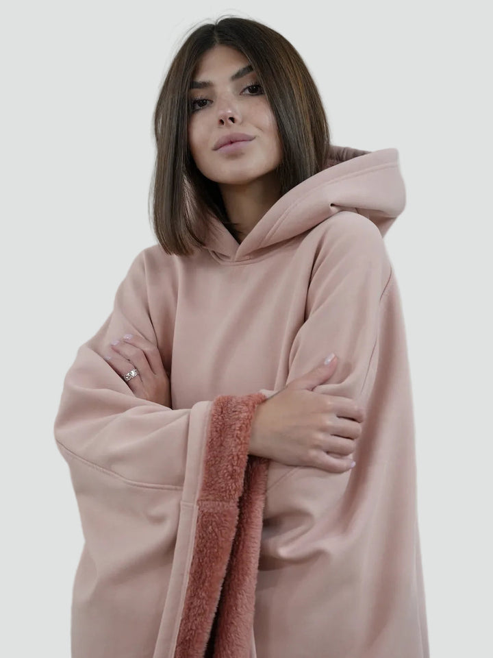 Damskie Poncho Koc Zimowa | z Kapturem