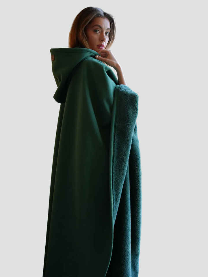 Damskie Poncho Koc Zimowa | z Kapturem