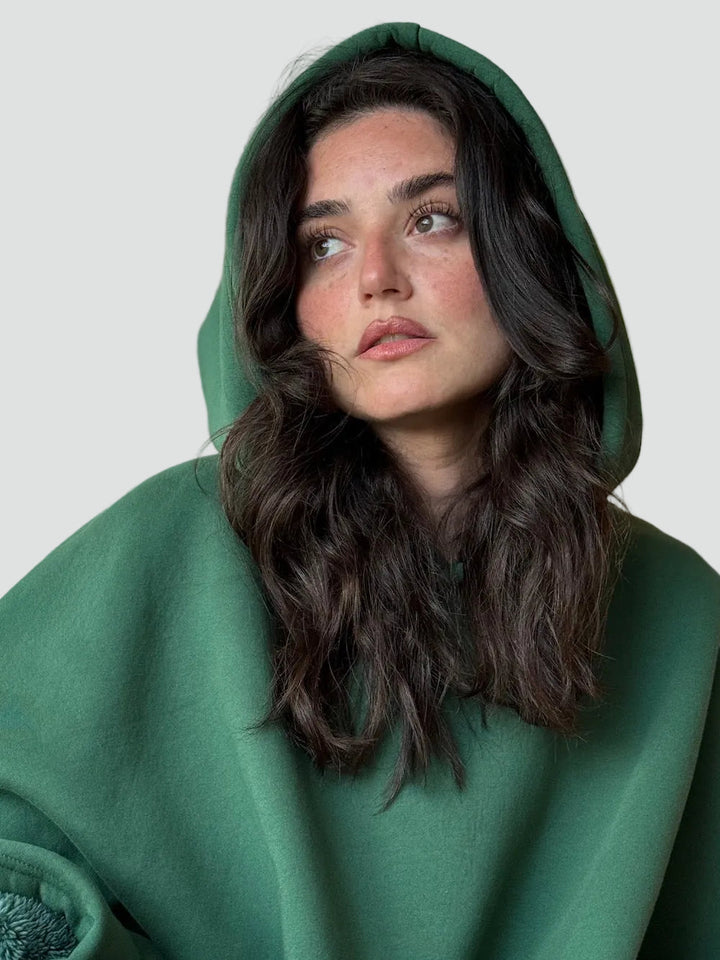 Damskie Poncho Koc Zimowa | z Kapturem