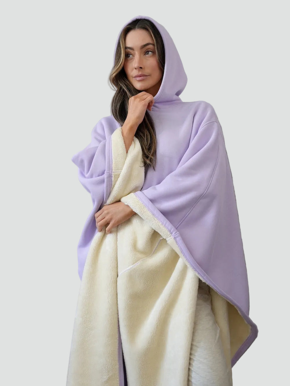 Damskie Poncho Koc Zimowa | z Kapturem