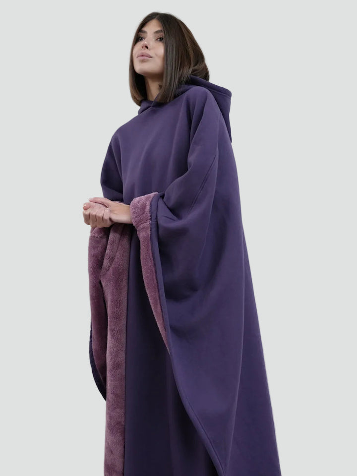 Damskie Poncho Koc Zimowa | z Kapturem