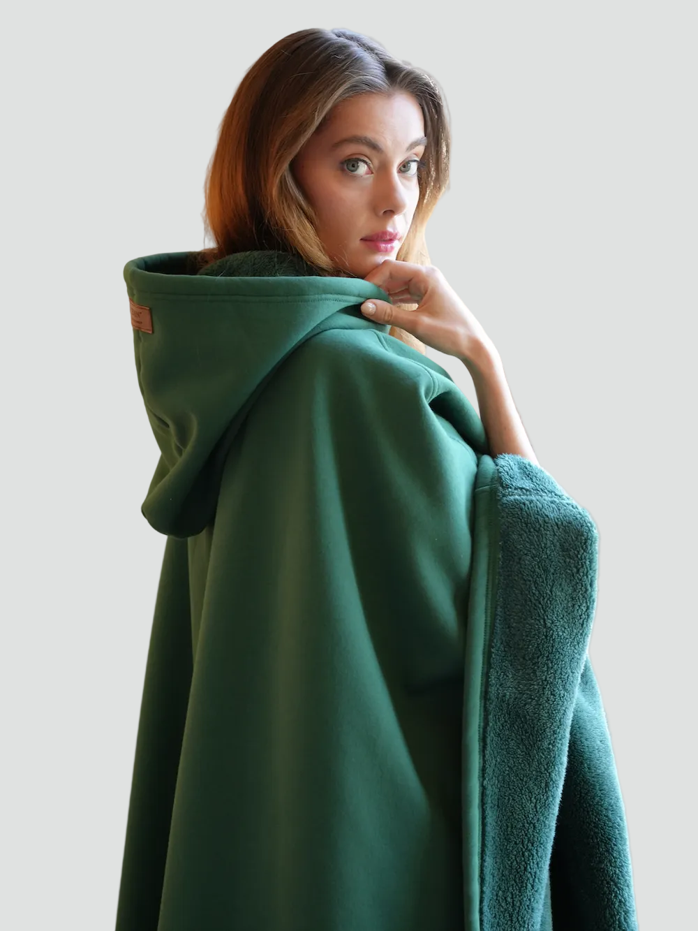 Damskie Poncho Koc Zimowa | z Kapturem