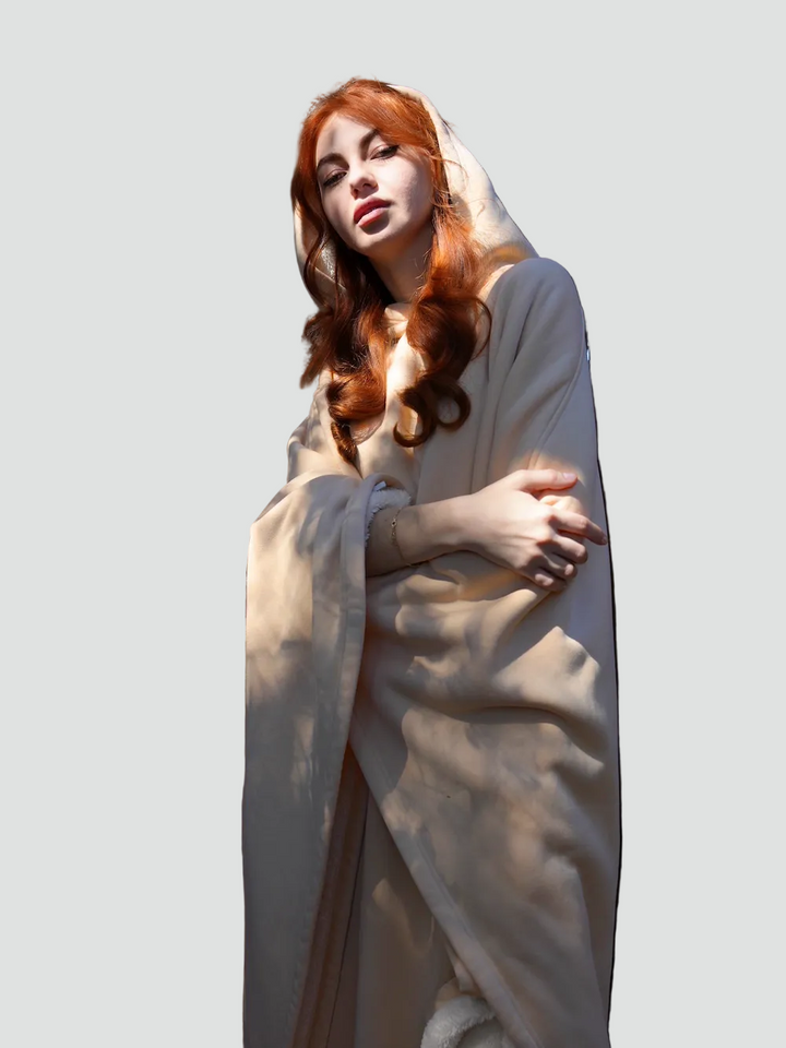 Damskie Poncho Koc Zimowa | z Kapturem