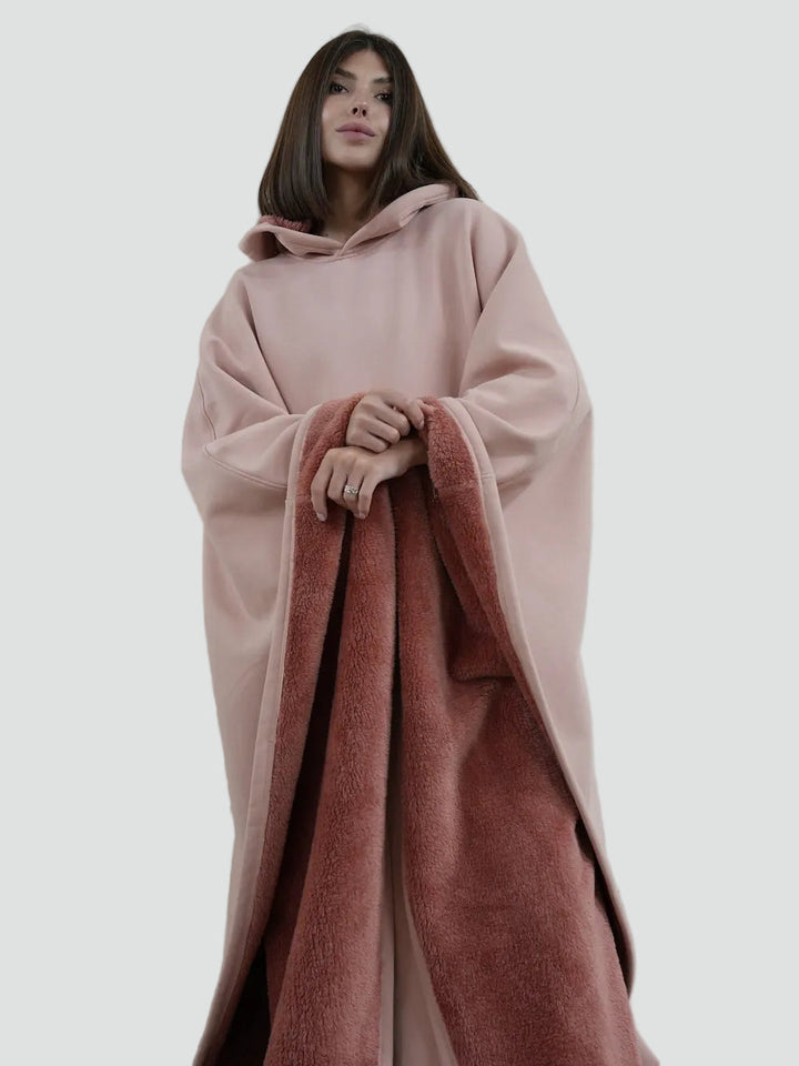 Damskie Poncho Koc Zimowa | z Kapturem