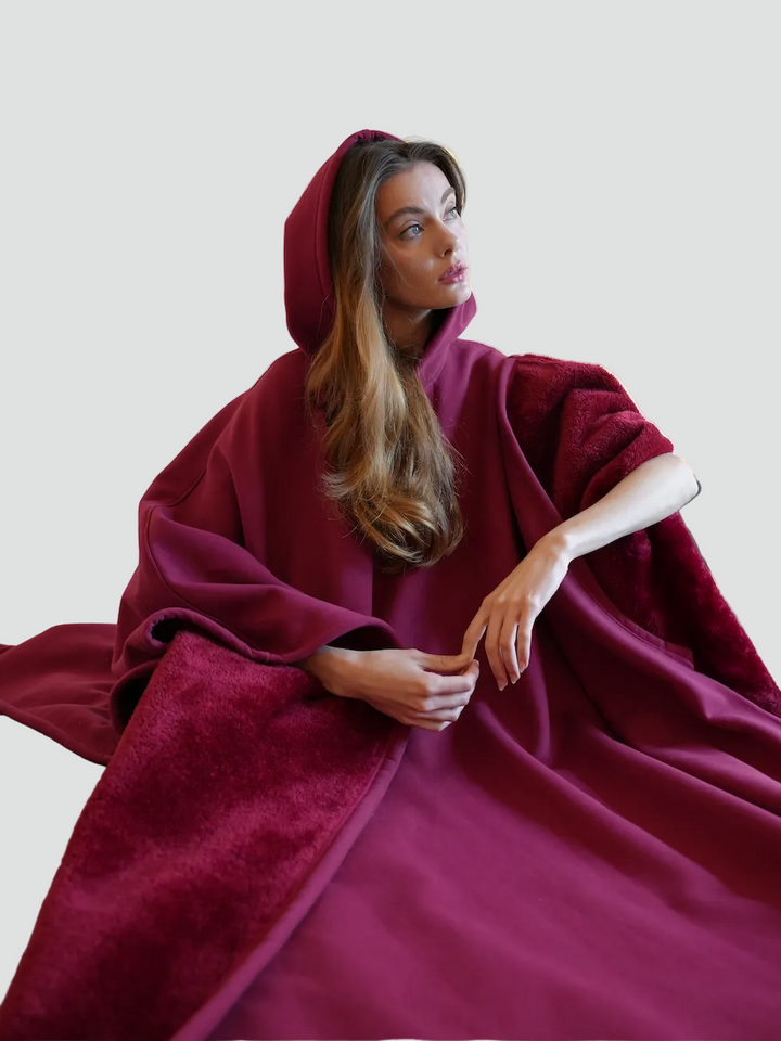 Damskie Poncho Koc Zimowa | z Kapturem