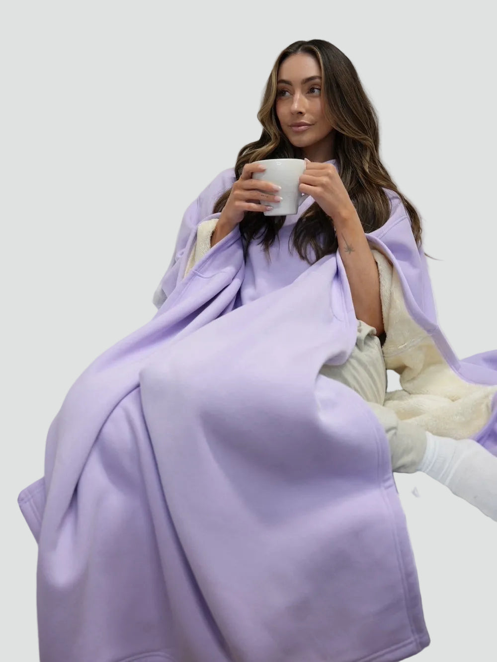 Damskie Poncho Koc Zimowa | z Kapturem