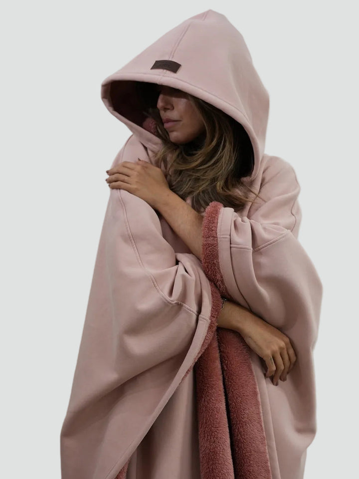 Damskie Poncho Koc Zimowa | z Kapturem